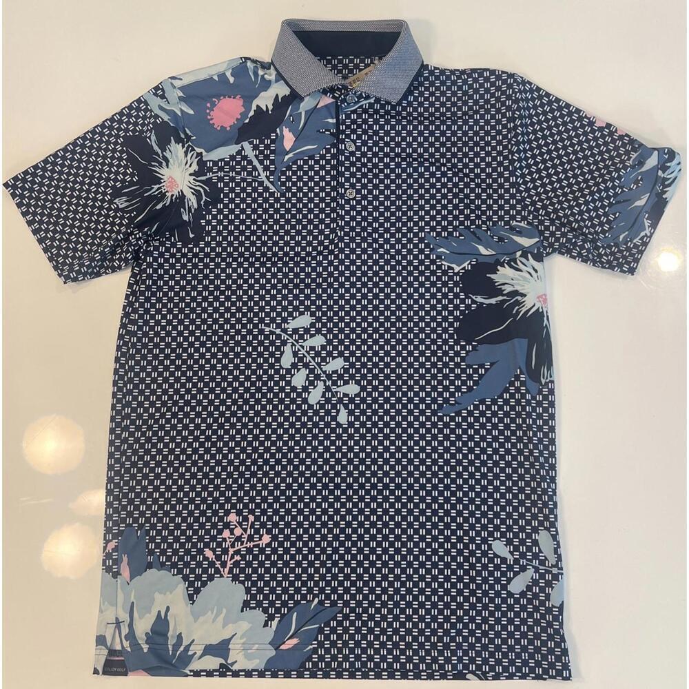 Puma Mattr Terrance Golf  Polo Shirt Mens Size Small Tropical Active Deep Navy - Picture 4 of 4